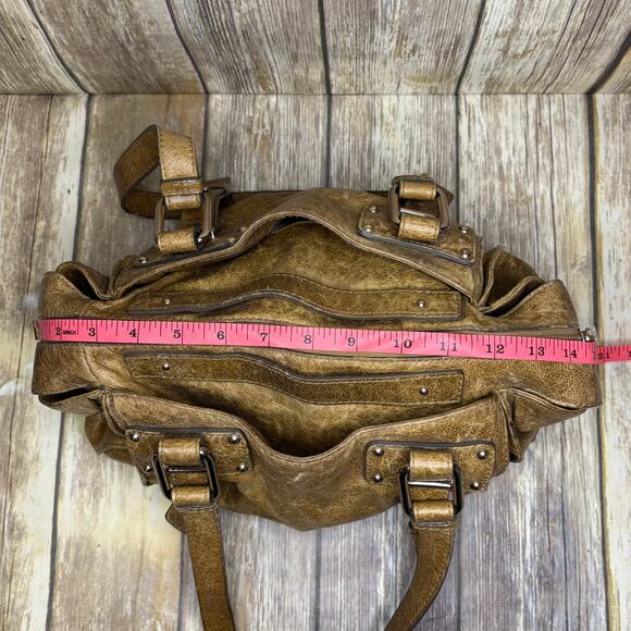 Kooba Distressed Studded Brown Leather Western Y2K Cowgirl Countrycore Handbag - Picture 8 of 10